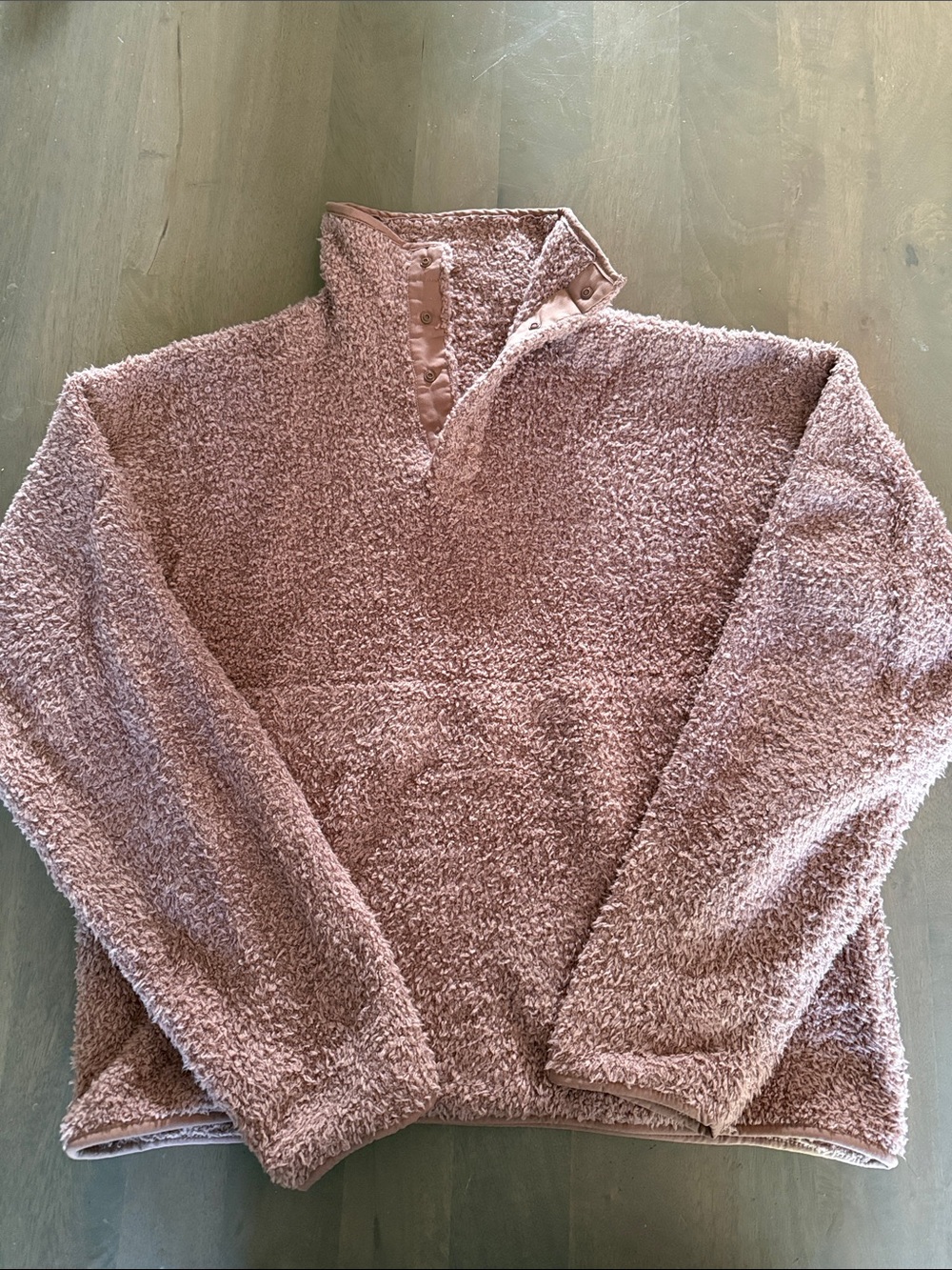 SKIMS Cozy Snap-Button Sherpa Pullover - Dusty Rose